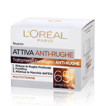 Carica l'immagine nel visualizzatore di Gallery, L'Oréal Paris Crema Viso trattamento nutriente giorno Attiva Anti-Rughe, Trattamento Fortificante 65+ con Multivitamine,