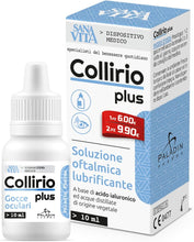 Carica l'immagine nel visualizzatore di Gallery, Sanavita Collirio Plus – Soluzione Oftalmica Lubrificante con 0,4% Acido Ialuronico – Dispositivo Medico CE – Idrata, Protegge e Lubrifica la Superficie Oculare – Flacone Multidose 10 ml