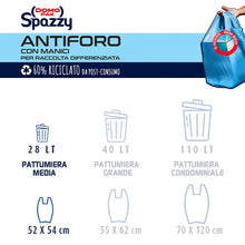 Carica l'immagine nel visualizzatore di Gallery, Domopak Spazzy Sacchi Nettezza Antiforo con manici - Casalingo 28 lt - 120 pz