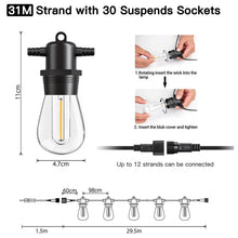Carica l'immagine nel visualizzatore di Gallery, Luci LED Esterno Collegabili, GlobaLink S14 Catena Luminosa Esterno 31M/102FT con 30 + 2 Lampadine Infrangibili,IP65 Impermeabili Luci Giardino Esterno per Gazebo Balcone Terrazza Partito-Bianco Caldo
