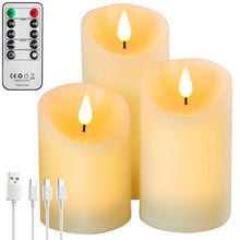 Carica l'immagine nel visualizzatore di Gallery, Forever Speed 3 Pezzi Candele LED Ricaricabili con Timer, Dimmerabile Candele Senza Fiamma con Cavo USB Flameless Candel