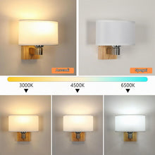 Carica l'immagine nel visualizzatore di Gallery, E27 Applique da Parete Interno Legno con Ovale Paralume di Tessuto