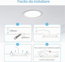Carica l'immagine nel visualizzatore di Gallery, Garza - Faretti LED da incasso per Cartongesso, Circolare, Extrapiatto, 22cm, 18W, Luce Neutra 4000K, 1950lm, 30.000h, I