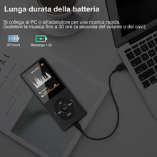 Carica l'immagine nel visualizzatore di Gallery, Lettore MP3 Bluetooth, 32GB Lettore MP4 Portatile HiFi Lossless Sound, MP3 Player Musicale Lettore con radio FM/Registratore Vocale/Video/E-Book, Suppota TF Fino a 128G (Cuffie Incluse)