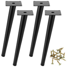 Carica l'immagine nel visualizzatore di Gallery, QWORK® Set di 4 Gambe per Tavolo in Metallo 30 cm - Gambe per Mobili a Cono Inclinato con cuscinetti in gomma antiscivol