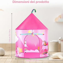 Carica l'immagine nel visualizzatore di Gallery, HOTUT Tenda per Bambini, Casetta da Giardino per Bambini con Luci Fatate e Adesivi Unicorno, Tenda da Gioco Castello da 