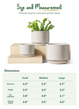 Carica l'immagine nel visualizzatore di Gallery, LE TAUCI Set da 3 Vaso in Ceramica per Piante, 11+13+17 cm di Diametro Vaso per Piante da Interno, Vasi Piccoli con Sott
