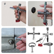 Carica l'immagine nel visualizzatore di Gallery, Set di 9 chiavi universali, triangolari, quadrate, rotonde, per rubinetto, radiatore, bidone della spazzatura, contatore