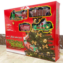 Carica l&#39;immagine nel visualizzatore di Gallery, PARTENOPE Trenino Natalizio con Supporto Installazione per Centro Albero di Natale Treno Elettrico 2 Vagoni + Slitta Babbo Natale con Luci e Suoni Decorazioni Natalizie Diametro Pista 89 cm