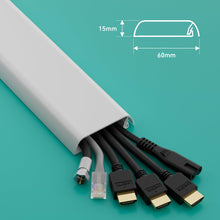 Carica l'immagine nel visualizzatore di Gallery, D-Line Canalina, Copricavi per parete, Cavo TV ordinato, Verniciabile, Autoadesivo, Design monopezzo incernierato - 1 x 60 mm (P) x 15 mm (A) per 40cm (L) - Bianco