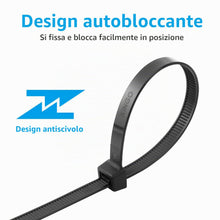 Carica l'immagine nel visualizzatore di Gallery, XINGO 100 Pezzi LungheFascette Plastica per Cablaggio Nero, 500mm x 9mm, Resistenza Alla Trazione 80 kg, Fascette per ca