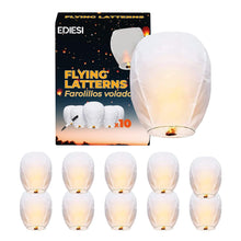 Carica l'immagine nel visualizzatore di Gallery, Ediesi, Lanterne Cinesi Volanti, 10 Pezzi, 100% Biodegradabile, di Carta, Bianco, Sky Lanterns, con un Pennarello per Scrivere i Desideri