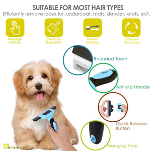 Spazzola professionale per rimuovere il pelo di cani e gatti, con testa staccabile, riduce efficacemente lo spargimento fino al 95% per peli di animali domestici corti, medi e lunghi