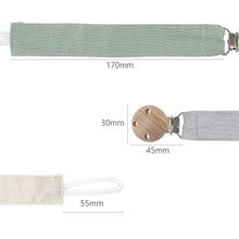 Carica l'immagine nel visualizzatore di Gallery, RUBY 3PCS Kit Catenella in Tessuto Porta Ciuccio Neonato,Cotone, con Clip, Legno Faggio Naturale, Set Catenina (Verde-3)
