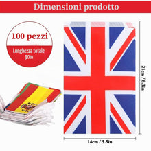 Carica l'immagine nel visualizzatore di Gallery, 30M Bandierine Nazioni Mondo, 100 Pz Bandiere del Mondo Stendardoģ 14 x 21 cm, Bandiere Internazionali Bunting Appendere