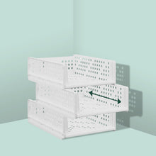 Carica l'immagine nel visualizzatore di Gallery, Relaxdays Organizer Pieghevoli per Armadio, Set 3 Box Estraibili in Plastica, Impilabili, HLP: 13x33,5x43,5 cm, Bianco