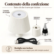 Carica l'immagine nel visualizzatore di Gallery, Lampada per Bottiglia LED Senza Fili Ricaricabile, Paralume per Bottiglia con 2 Adattatori Universali, Lampada Tappo Bot