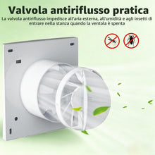 Carica l'immagine nel visualizzatore di Gallery, Aspiratore Bagno 100mm Ventola Aspirazione Bagno Silenzioso,12W Estrattore Aria Silenzioso con Valvola Antiritorno, Vent