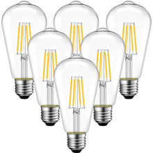 Carica l'immagine nel visualizzatore di Gallery, ANWIO Lampadine di Filamento a LED Attacco E27,4W Equivalente a 40W, 470Lumen,Luce Bianca Calda 2700K,Forma ST64 Edison 