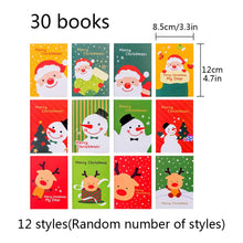 Carica l'immagine nel visualizzatore di Gallery, 30 Pezzi Mini Quaderni di Natale Taccuini Tascabili Portatili per Bambini Babbo Natale,Pupazzo di neve, Quaderno a renna Memo Great Stock Party Bottiglie per sacche per ragazze e ragazzi, 12 stile