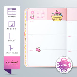 Grupo Erik: Agenda 2024 2025 Pusheen, Agenda settimanale 2024 2025 A6, 11,5 x 16 cm, 17 mesi Agosto 2024 a Dicembre 2025, Agenda 2024 2025 piccola, Diario Pusheen 2024 2025