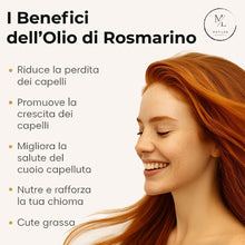 Carica l'immagine nel visualizzatore di Gallery, Olio di Rosmarino per Capelli, Stimola la Crescita e Previene la Caduta, Rinforzante con Lino e Biotina, Nutre il Cuoio 