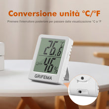 Carica l'immagine nel visualizzatore di Gallery, GRIFEMA GA2902 Mini Termometro Digitale Interno Igrometro, Piccolo Digitale Misuratore di Umidità, Adatto per Serre, Viv