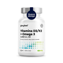 Carica l'immagine nel visualizzatore di Gallery, Vitamina D3 + K2 + Omega 3, 90 Capsule Softgel, Eletto PRODOTTO DELL'ANNO 2025, 2000UI Vitamin D, 100 µg Vitamina K (K2V