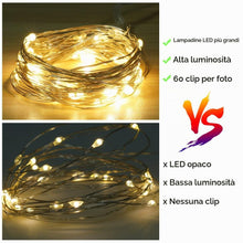 Carica l'immagine nel visualizzatore di Gallery, AUAUY Luci Per Foto, 10M 100LED Camera da Letto, con 60 Clips, Batteria