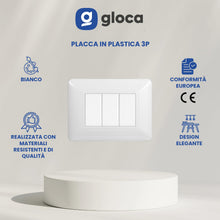 Carica l'immagine nel visualizzatore di Gallery, gloca Set Placche Plastica Compatibili Matix (3 Pezzi Bianco, 3 Posti)