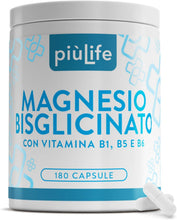 Carica l'immagine nel visualizzatore di Gallery, Magnesio Bisglicinato Puro Con Vitamina B1 B5 B6 PiùLife, 180 Capsule