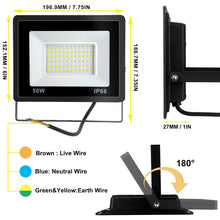 Carica l'immagine nel visualizzatore di Gallery, 50W Faretto LED da Esterno, 5400LM Sovrilluminante Faro LED Esterno, 6000K Luce Bianca Fredda, IP66 Waterpoof Faretti pe