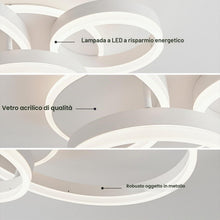 Carica l'immagine nel visualizzatore di Gallery, LED Ceiling Light, 48W Dimmbar Ceiling Light, Lampada Moderna Soggiorno 61cm 4 Anelli LED Lampade a Soffitto, Lampada a 