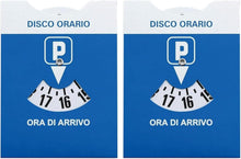 Carica l'immagine nel visualizzatore di Gallery, 2 PZ - Disco Orario Auto MAXI + Porta Documenti Auto in Plastica Blu + Busta Protettiva in PVC - 15x12 CM - BENESSERE In
