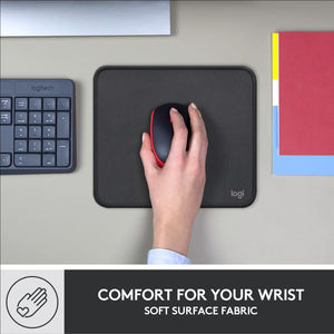 Logitech Mouse Pad - Studio Series, per Computer con Base in Gomma Antiscivolo, Scorrimento Facile, Resistente agli Schizzi, Materiali Durevoli, Portatile, Design Moderno - Grigio