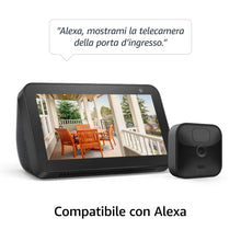 Carica l&#39;immagine nel visualizzatore di Gallery, Blink Outdoor | Videocamera di sicurezza da esterno in HD, senza fili, resistente alle intemperie, batteria autonomia 2 anni, rilevazione movimento, compatibile con Alexa | 1 videocamera