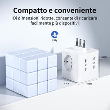 Carica l'immagine nel visualizzatore di Gallery, Ciabatta Elettrica Multipresa con 4 Prese Universali 10/16A ITA e Schuko, Ciabatta Multipresa con 2 USB A+2 USB C,Presa 