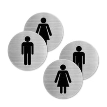 Carica l'immagine nel visualizzatore di Gallery, Targa WC autoadesiva in alluminio da 9 cm per uomini e donne, targhetta WC impermeabile per porta WC, per ospiti, set da