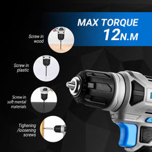 Carica l'immagine nel visualizzatore di Gallery, Trapano Avvitatore Batteria 42 accessori - DEKO PRO Trapano Avvitatore Blu con 10 mm Mandrino,Luce LED,Cavo di Ricarica 