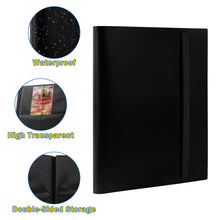 Carica l'immagine nel visualizzatore di Gallery, RISVOWO Raccoglitore di Carte, 360 Tasche Album Carte per Carte Collezionabili, Porta Carte, Trasparente Carte Album Cartella in PP a Caricamento Laterale(Nero)