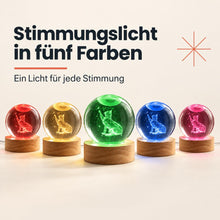 Carica l'immagine nel visualizzatore di Gallery, Winkee Sfera di cristallo 3D a forma di gatto, luce notturna a LED con base
