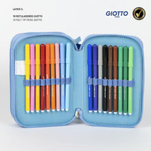 Carica l&#39;immagine nel visualizzatore di Gallery, Astuccio Stitch Disney astuccio multiscomparto 3 zip per la scuola completo 44 pezzi penne matite colori pennarelli