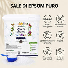 Carica l'immagine nel visualizzatore di Gallery, Nortembio Sale di Epsom 100% Naturale 6 kg Sali da Bagno per Relax e Recupero Muscolare, Esfoliante Piedi e Corpo + eBoo