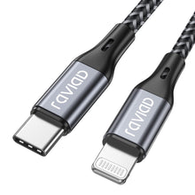 Carica l&#39;immagine nel visualizzatore di Gallery, RAVIAD Cavo USB C a Lightning 1M [Certificato MFi] Cavo iPhone USB Tipo C in Nylon Carica Rapida Caricatore per iPhone 14/13/13 Pro/13 Pro Max/12 Mini/11 Pro/11 Pro Max/11/SE 2020/XR/XS/X/8/8 Plus