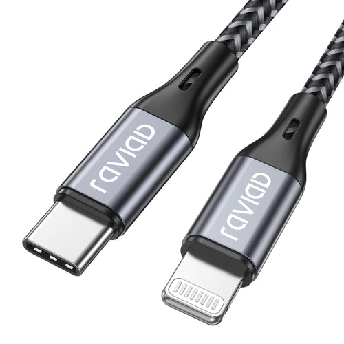 RAVIAD Cavo USB C a Lightning 1M [Certificato MFi] Cavo iPhone USB Tipo C in Nylon Carica Rapida Caricatore per iPhone 14/13/13 Pro/13 Pro Max/12 Mini/11 Pro/11 Pro Max/11/SE 2020/XR/XS/X/8/8 Plus