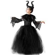 Carica l&#39;immagine nel visualizzatore di Gallery, Malefica Costume da Regina per bambine, Strega Cattiva Halloween, Abiti Tutu Principessa, Gonna Tulle Festa a Tema, Vestito Carnevale, Natale, Cosplay (XL 135-155 cm)