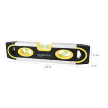Carica l'immagine nel visualizzatore di Gallery, Amazon Basics livella torpedo magnetica e righello da 22.8 cm, a piombo/livella/bolla a 180, 90, 45 gradi, Nero, Giallo