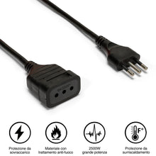 Carica l'immagine nel visualizzatore di Gallery, Velamp Prolunga elettrica da 3 metri – Spina e presa da 10A - Ideale per collegare gli apparati domestici – Colore nero