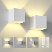 Carica l'immagine nel visualizzatore di Gallery, 2 Pezzi 7W Applique da Parete Esterno Interni LED Lampada,Guscio Bianco
