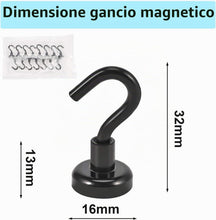 Carica l'immagine nel visualizzatore di Gallery, Gancio Magnetico, 10PCS Potente Neodimio Magnete Gancio, 16mm Ganci Magnetici Ultra Forte, Magnete con Gancio per Cucina